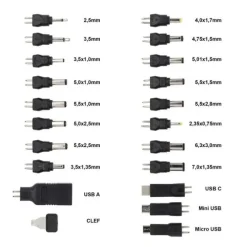 Alimentation EDENWOOD universelle 3 à 12V - 27W USB-C + 20 connecteurs