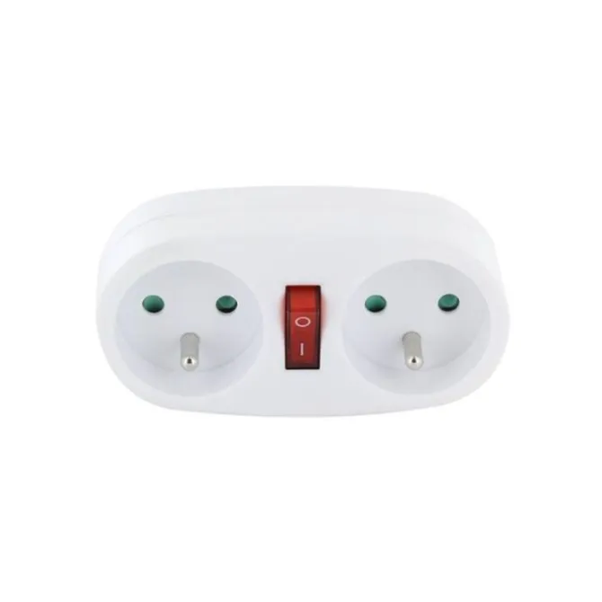 Biplite ELECTRODEPOT 2x16A avec interrupteur Blanche