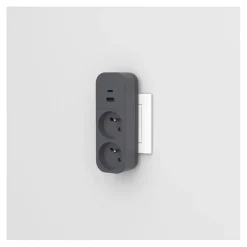 Biplite QUARX 2 prises + 1 USB-A + 1 USB-C Noire
