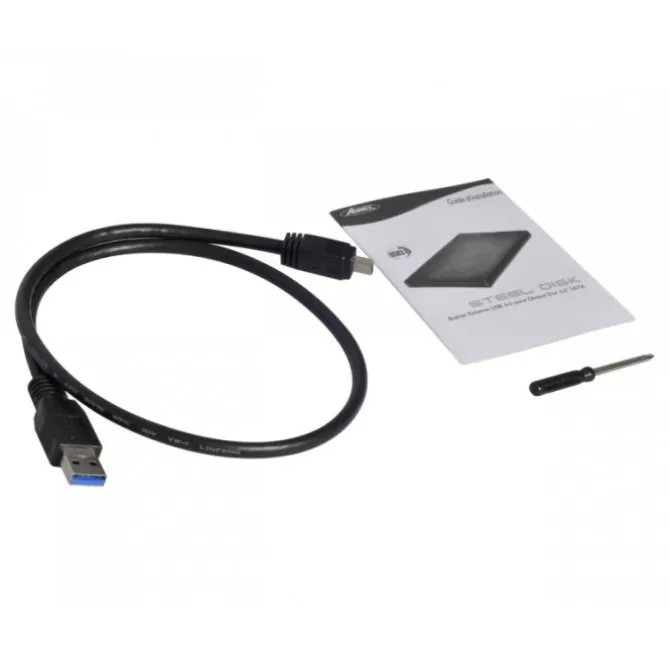 Boitier Disque dur 2,5" USB 3.0 ADVANCE Aluminium Noir Brossé – Plug & Play