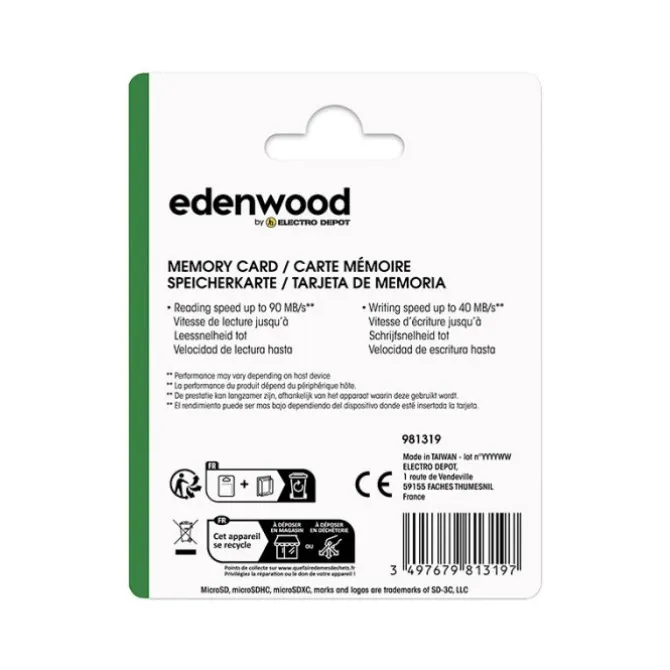 Carte Mémoire micro SD 32 Go EDENWOOD + Adaptateur – Stockage Pratique Haute Compatibilité