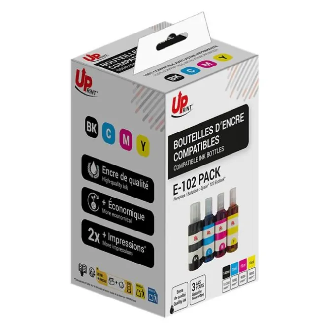 Cartouche compatible UPprint Epson EcoTank 102 - Pack de 4 - magenta, cyan, noir, jaune