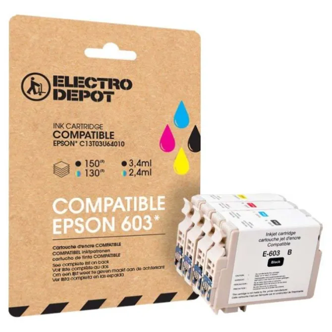 Cartouche d'encre ELECTRO DEPOT compatible Epson E 603 pack noir et couleurs - Etoile de mer
