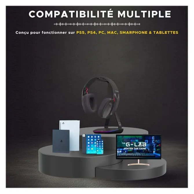 Casque gaming THE G-LAB Korp Platinium sans fil