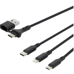 Câble 3 en 1 Lightning, Micro USB et USB-C / USB et USB-C SEDEA Noir
