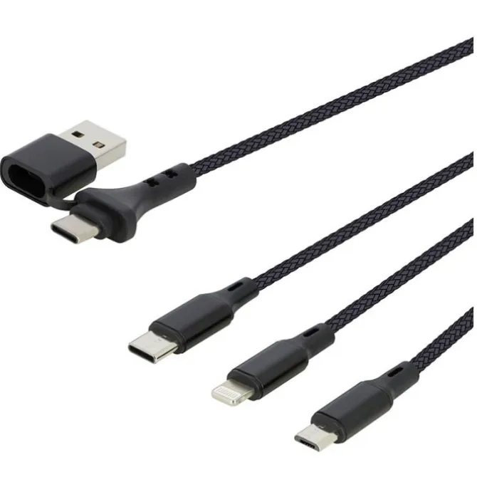 Câble 3 en 1 Lightning, Micro USB et USB-C / USB et USB-C SEDEA Noir