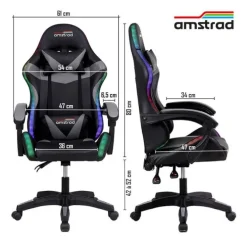 Chaise gaming AMSTRAD 900 LED Tiger Noir