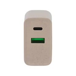Chargeur secteur éco 2 ports USB-C et USB EDENWOOD 20W Beige
