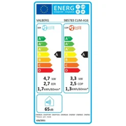 Climatiseur monobloc VALBERG CLIM-A16 réversible pour pièce de 50m2