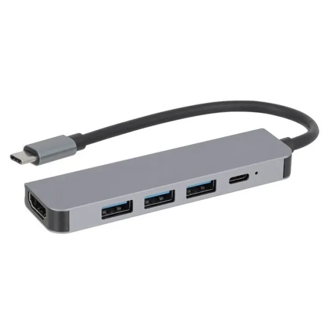 Hub USB-C 5-en-1 – Adaptateur multifonction avec HDMI, USB, SD et recharge rapide