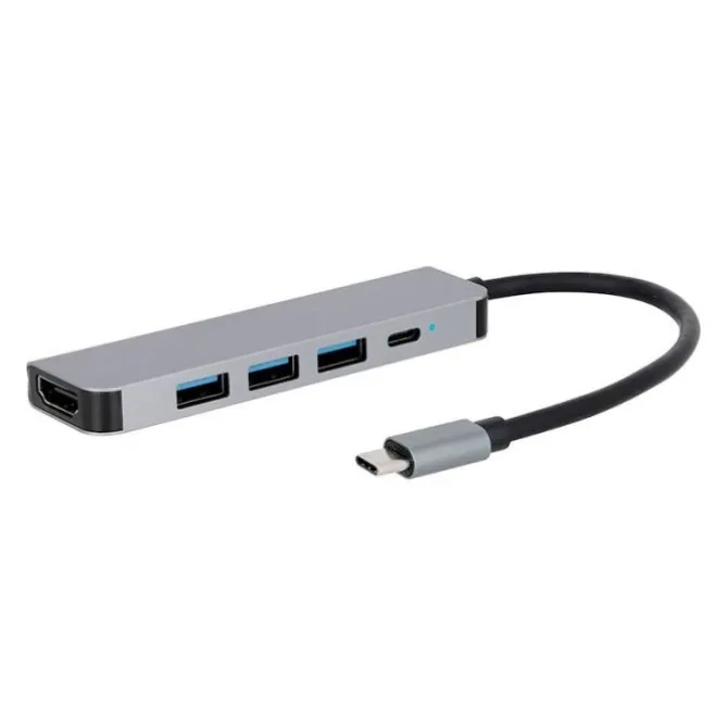 Hub USB-C 5-en-1 – Adaptateur multifonction avec HDMI, USB, SD et recharge rapide
