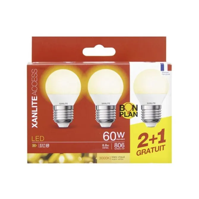 Lot de 3 Ampoules XANLITE E27 Type P45
