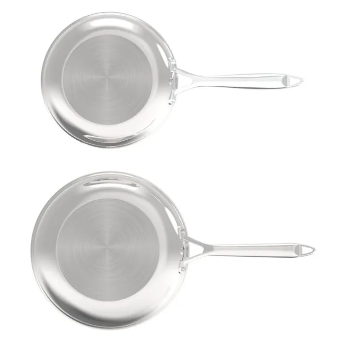 Lot de 2 poêles VALBERG inox 18/10 triply 24 28cm