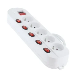 Multiprise ELECTRO DEPOT 5 prises avec 6 interrupteurs Blanche - Cable 1.5m