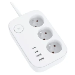 Multiprise ELECTRO DEPOT 3 prises + 2 USB + 2 USB-C avec interrupteur Blanche - Cable 1.5m