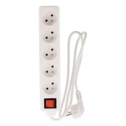 Multriprise ELECTRO DEPOT 5 prises avec interrupteur Blanche - Cable 1m