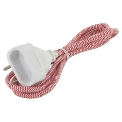 Rallonge CHACON 6A 1.5m textile Rouge et blanche