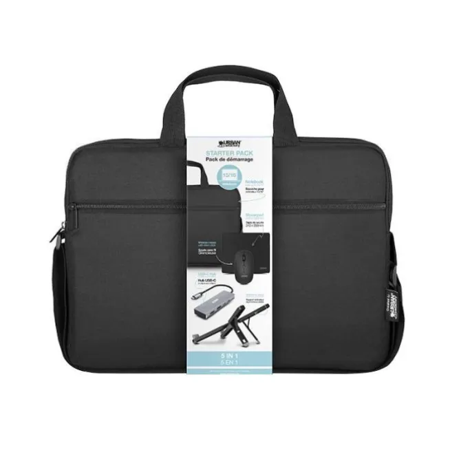 Starter pack URBAN FACTORY sacoche + souris sans fil + hub + tapis de souris + support PC