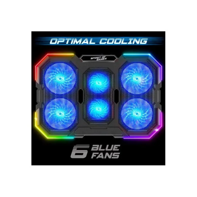Support de refroidissement pour ordinateur SPIRIT OF GAMER Airblade 700 jusqu'à 17.6" RBG + support de téléphone